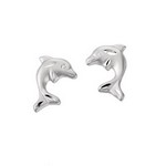 Childs Sterling Silver Dolphin Post Earrings